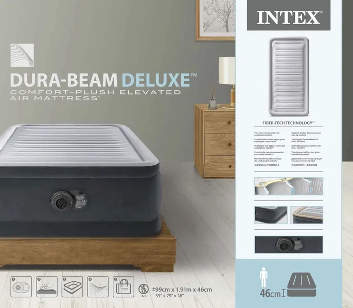 Intex Comfort Plush Hoog Luchtbed - 1-persoons (99 Cm) 12 Intex Comfort Plush Hoog Luchtbed - 1-persoons (99 Cm) - Afbeelding 12