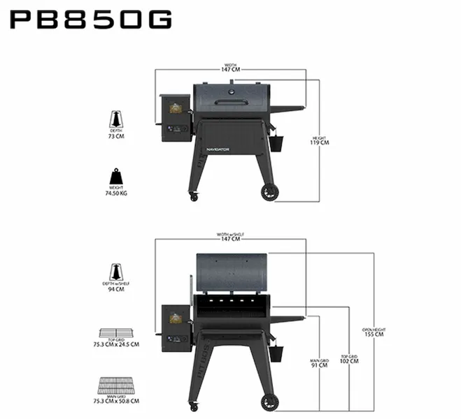 Pit Boss Navigator 850 Pellet Grill Barbecue - Afbeelding 8