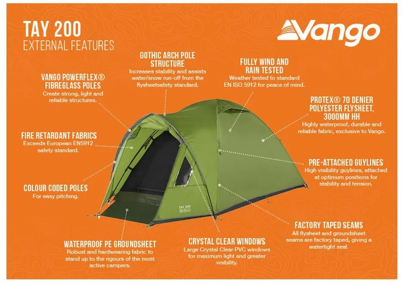 Vango Tay 200 Koepeltent - 2 Persoons - Groen 8 Vango Tay 200 Koepeltent - 2 Persoons - Groen - Afbeelding 8
