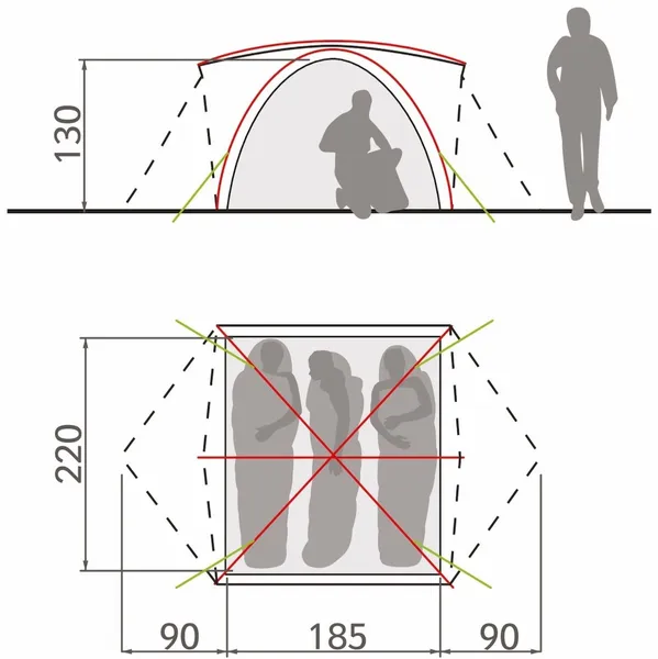 Vaude Campo Grande Koepeltent - 3-4 Persoons - Groen 4 Vaude Campo Grande Koepeltent - 3-4 Persoons - Groen - Afbeelding 4