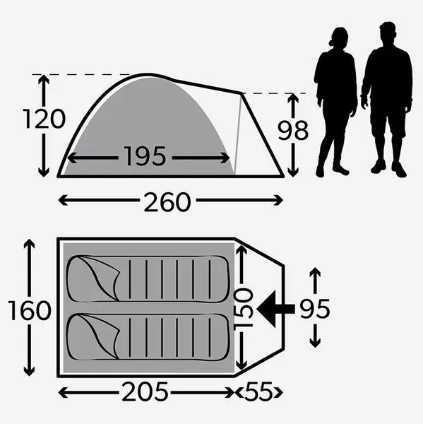 Kampa Brighton Grey 2 Tunneltent - 2 Persoons 2 Kampa Brighton Grey 2 Tunneltent - 2 Persoons - Afbeelding 2