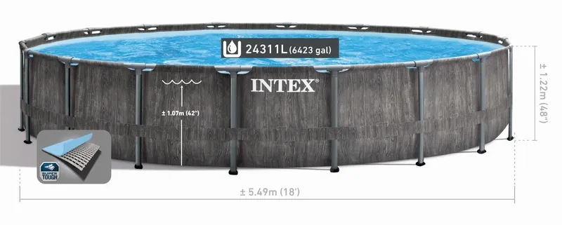 Intex Prism Frame Pool Greywood - 549 X 122 Cm – Met Filterpomp En Accessoires 7 Intex Prism Frame Pool Greywood - 549 X 122 Cm – Met Filterpomp En Accessoires - Afbeelding 7