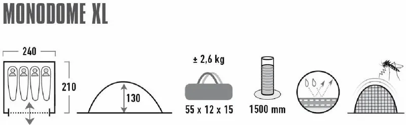 High Peak Monodome XL Koepeltent - 4 Persoons - Pearl 3 High Peak Monodome XL Koepeltent - 4 Persoons - Pearl - Afbeelding 3