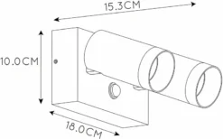 Lucide Taylor GU10 Sensor Wandspot - 2 Spots - Zwart -OASE Winkel 749 1200 09831 02 30 technical drawing