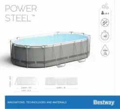 Bestway Power Steel Oval Zwembad - 427 X 250 X 100 Cm - Met Filterpomp En Accessoires -OASE Winkel 900 989 56620 01 power steel