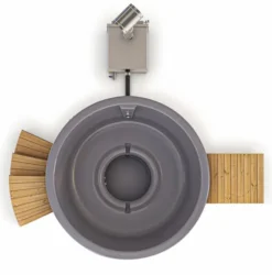 Houtgestookte Hottub Met Filteraansluiting - 4-6 Personen - Grijs -OASE Winkel ba inclusief 1