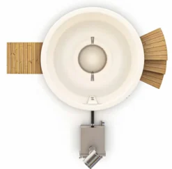 Houtgestookte Hottub Met Filteraansluiting - 4-6 Personen - Wit -OASE Winkel bovenaanzicht incl