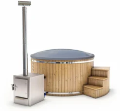 Houtgestookte Hottub Met Filteraansluiting - 4-6 Personen - Grijs -OASE Winkel cover grijs 1