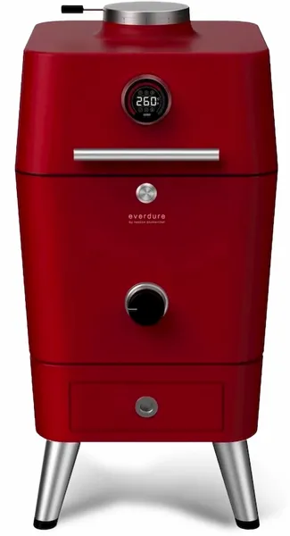 Everdure 4K Houtskool Barbecue Met Beschermhoes - Rood 1 Everdure 4K Houtskool Barbecue Met Beschermhoes - Rood