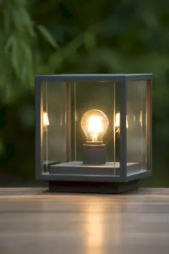 Lucide Claire E27 Sokkellamp - Vierkant - Antraciet -OASE Winkel lucide claire e27 sokkellamp vierkant antraciet 5