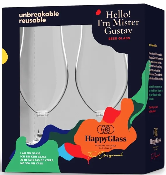 HappyGlass Mr. Gustav Luxe Kunststof Bierglas - 2 Stuks 2 HappyGlass Mr. Gustav Luxe Kunststof Bierglas - 2 Stuks - Afbeelding 2