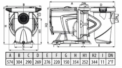 DAB E-Swim 300 M Variabele Zwembadpomp -OASE Winkel technische gegevens 2